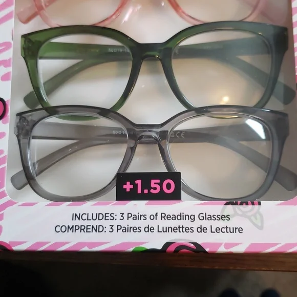 Betsey Johnson Set of 3 Cats Eye Reading Glasses +1.50 Strength - Picture 6 of 11